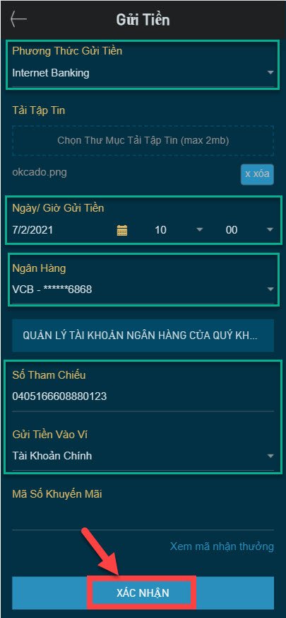 Cách nạp tiền W88 bước 3