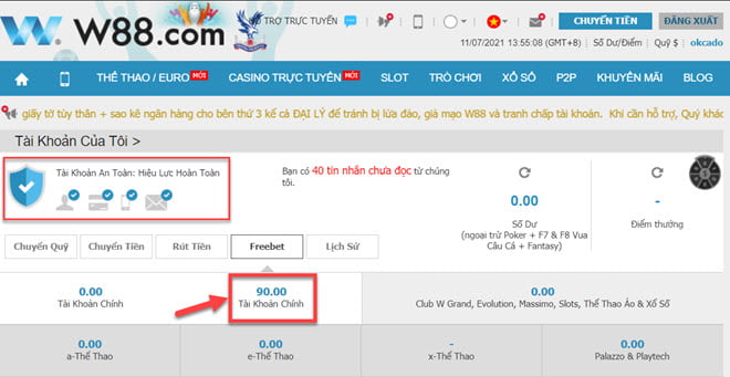 W88 Club tặng 90.000 VNĐ