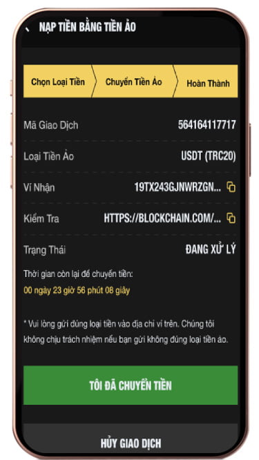 Hoàn tất giao dịch chuyển tiền