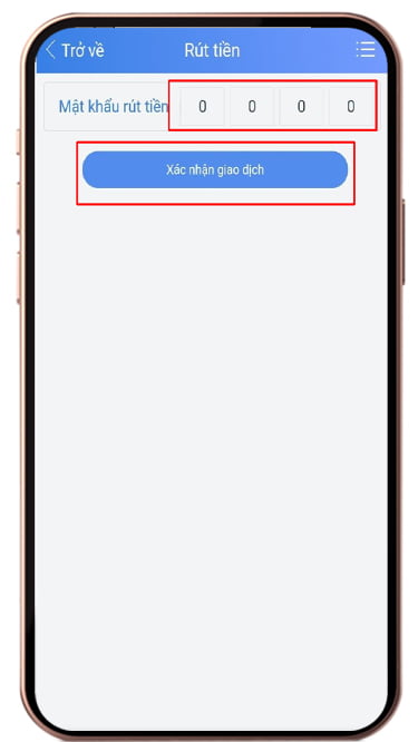 cài đặt mật khẩu rút tiền 3