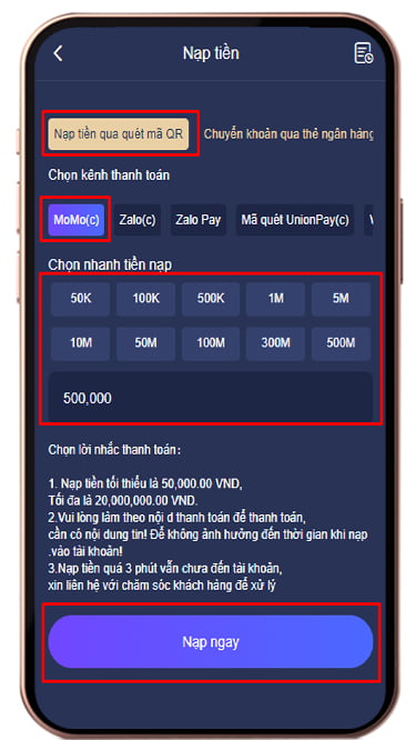 nạp tiền ee88 momo 1