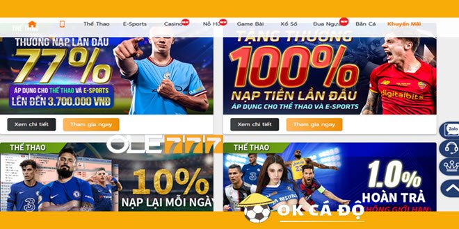 khuyen mai OLE777 the thao
