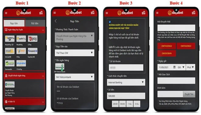 Cách nạp tiền Dafabet